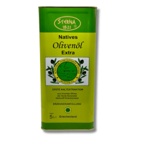 Natives Olivenöl Extra 5000 ml Sterna 1821 Erzeugerprodukt direkt aus der Ölmühle Sternas-Messinias. Hoch erhitzbar, Sortenrein, Kaltgepresst
