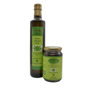 Die Kombi 3 Sterna 1821 - besteht aus 500 ml Nativen Olivenöl Extra & den Oliven 310 g Sterna - Kombination zum Sparen