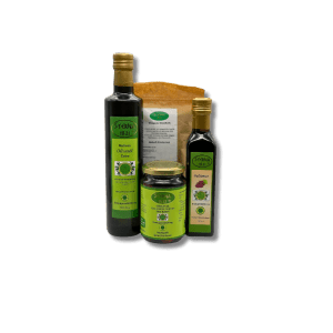 Die Kombi 5 Sterna 1821 - besteht aus 500 ml Nativen Olivenöl, Balsamico 250 ml, Kalamon Oliven 310 g und Orange 100g - Kombination zum Sparen