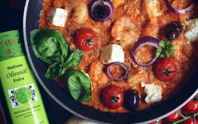 Saganaki mit Garnelen