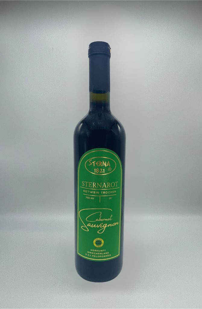 Sternarotwein Cabernet Sauvignon Porduktbild 3 Sternarotwein Cabernt Sauvignon, 100 % Sortenrein. Traditionell geerntet & Holzfässern gereift.Intensiver & fruchtiger Geschmack, aromatisch langer Abgang, niedriger Säuregehalt, trocken.Ohne Zusatzstoffe, Farbstoffe und Konservierungsstoffe.Aus dem geschützen Anbaugebiet Peloponnes, Griechenland